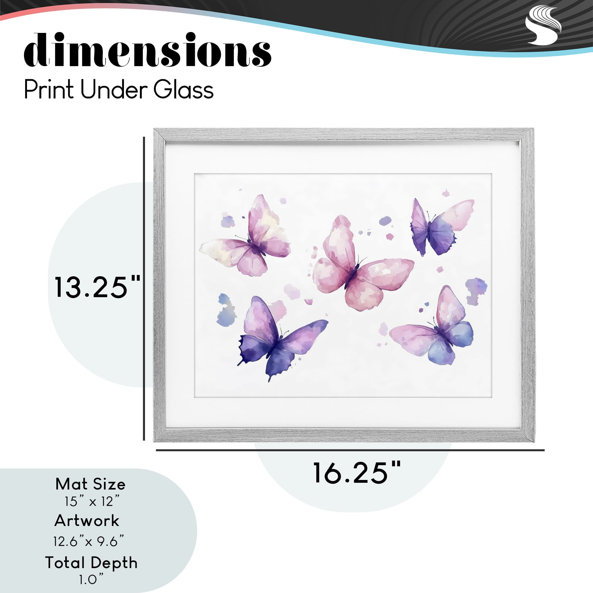 Stupell Industries Blue and Pink Butterflies Gray Framed Print Under Glass, design by Creative Studio