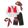 thumbnail image 3 of Toddler kids Outfit Sets Pirate Captain Role Playing Suit with Sleeveless Tops Pants headscarf belt set kids boys girls Holiday Party Outfit Sets,4 piece, 3 of 8