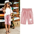thumbnail image 2 of Kids Cargo Shorts Boys Size 7-8 Drawstring Elastic Waistband Jogger Shorts Loose Fit Beach Shorts with Pockets Kids Clothes,Pink,140(9-10 Years), 2 of 4