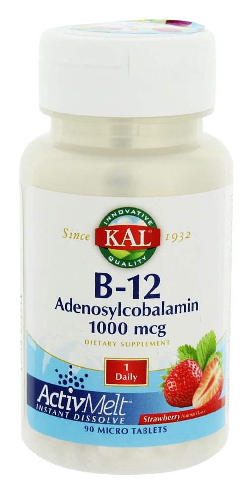 Kal Vitamin B12 Adenosylcobalamin ActivMelt Strawberry 1000 mcg. 90