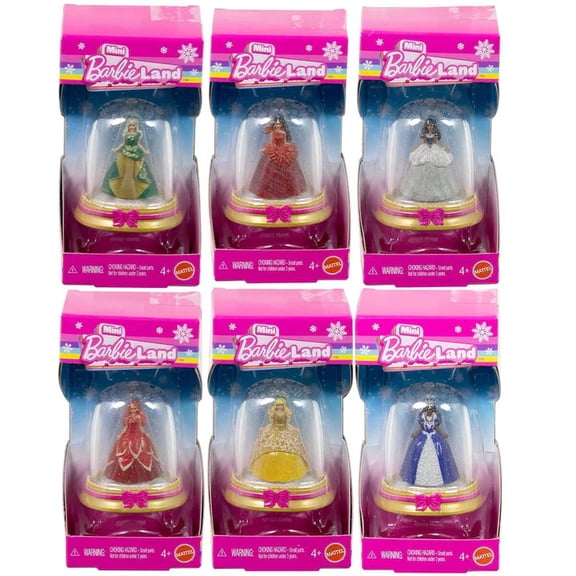 Mattel Mini Barbie Land Holiday Snow Globe Dolls - SET OF 6 [1.5 inch]