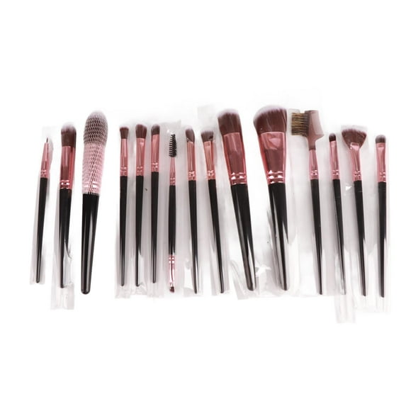 Juego de 15 brochas de maquillaje profesionales Nikou color Negro y dorado