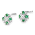 thumbnail image 2 of 14k White Gold Emerald and Diamond Post Earrings 14k White Gold Earrings, 2 of 3
