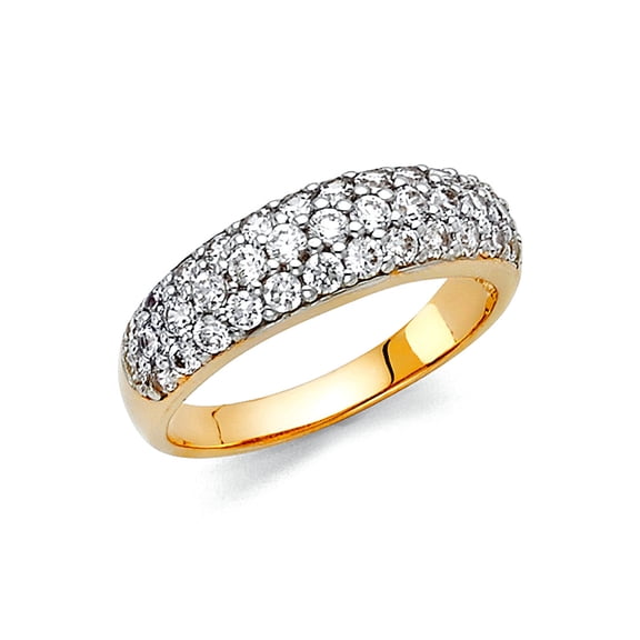 14k Yellow Gold Cubic Zirconia Wedding Band Ring Size 7 Wedding Band for Women and Men - 3.4 Grams