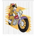 thumbnail image 3 of Sunglasses Shower Curtain, Pattern of a Cartoon Style Funny Demonstration of a Dog on a Motorcycle, Fabric Bathroom Set with Hooks, 69W X 75L Inches Long, White Multicolor, by Ambesonne, 3 of 3