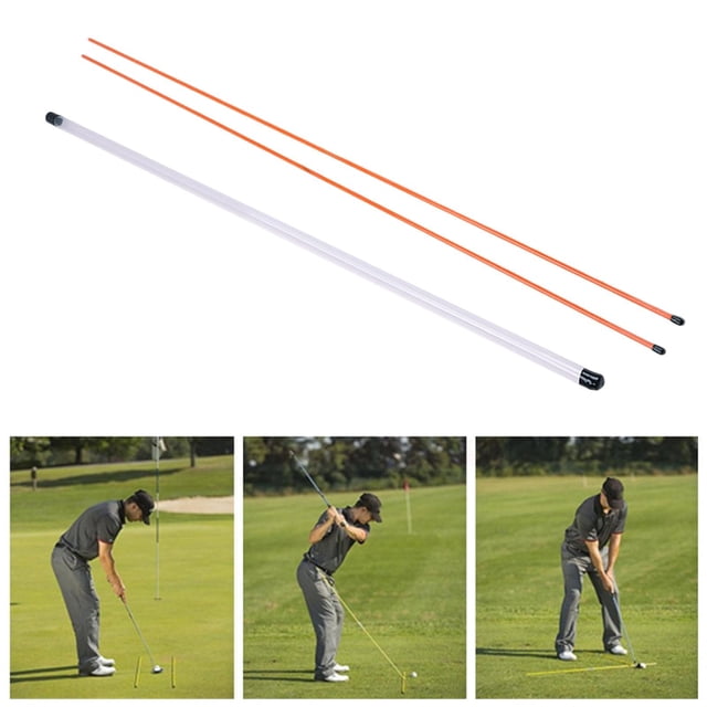 2x palos de alineación de golf entrenador swing postura de postura portátil con barras de alineación de estuches de tubo transparente para apuntar
