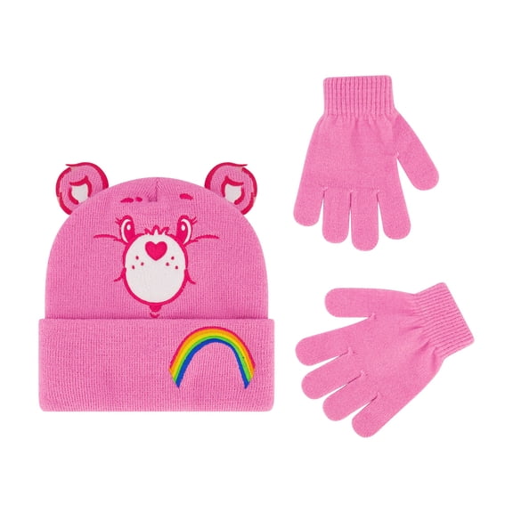 Care Bears Classic Cheer Bear Girls Beanie and Glove Set 2-Piece Set, One Size Fits Most