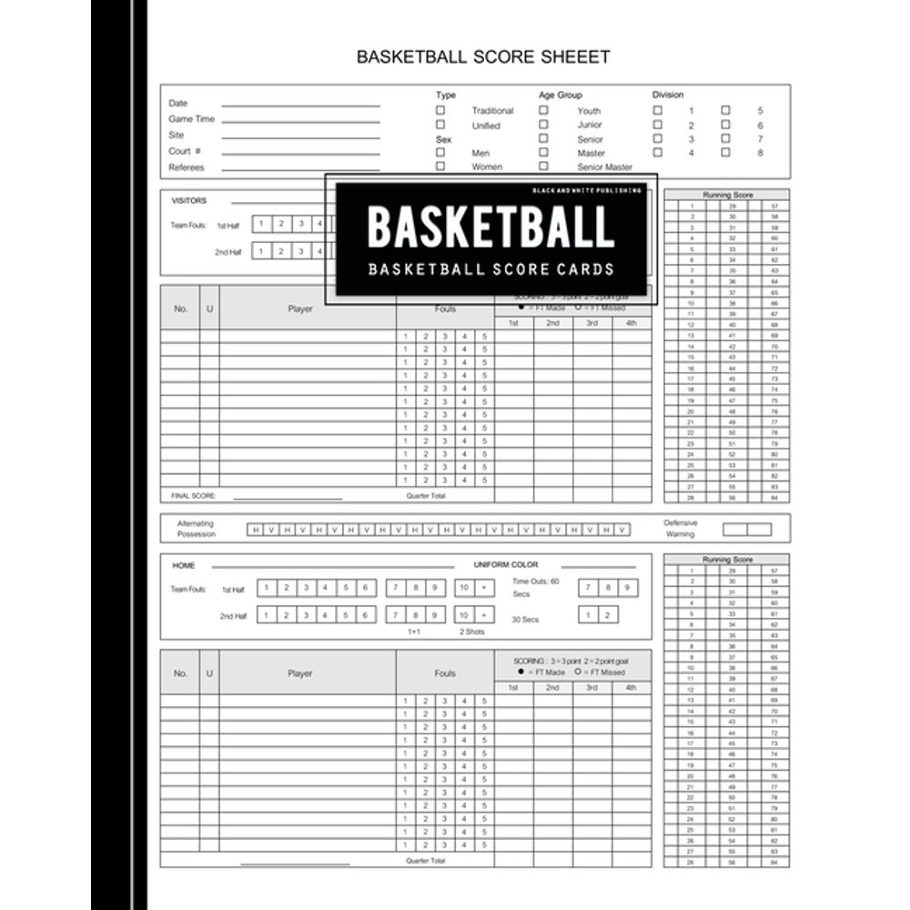Black and White Publishing Basketball Score Cards Basketball Scoring