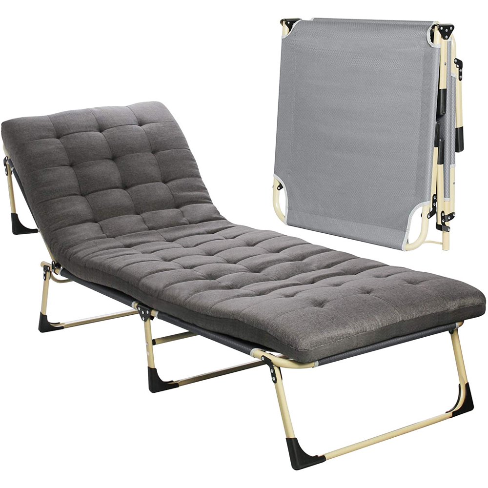 Todeco Folding Bed with Mattress, Adjustable Portable Camping Cot for