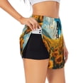 thumbnail image 2 of Haiem Clear Sky Sunflower Women's 2 in 1 Running Shorts - Lightweight Athletic Workout Gym Yoga Breathable Sports Shorts Liner with Phone Pockets-XX-Large, 2 of 9