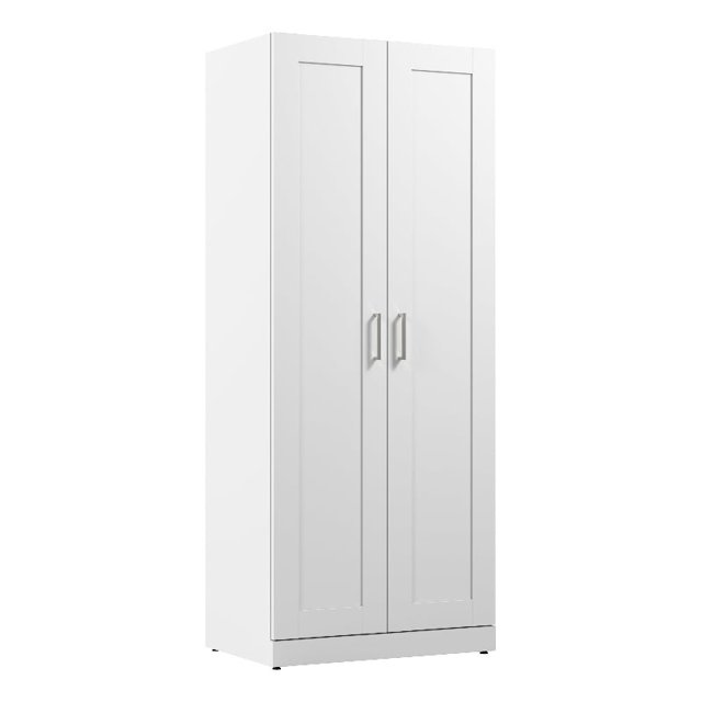 Hampton Heights Armoire de Rangement Haute 30W avec Portes en Blanc - Bois Manufacturé