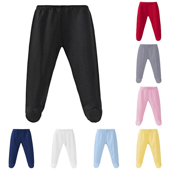 Huowey Boys Baby Pants High Waist Solid Color Wide Leg Comfort Full Coverage Sleep Wear Elastic Waistband Footed Trousers Unisex Soft Pull On Bottoms Summer Casual Dailywear,Black,9-12 Months