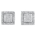 thumbnail image 2 of 10K White Gold Round Diamond Square Domed Stud 8mm Pave Cluster Earrings 0.29 CT, 2 of 5