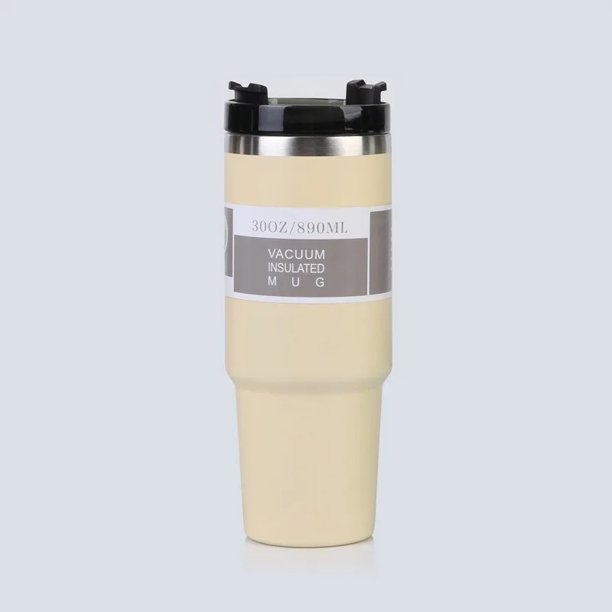 Taza portátil con aislamiento de acero inoxidable de 30oz para coche, dominador de hielo, taza con pajita doble para bebida, taza de preservación del frío para uso en vehículos