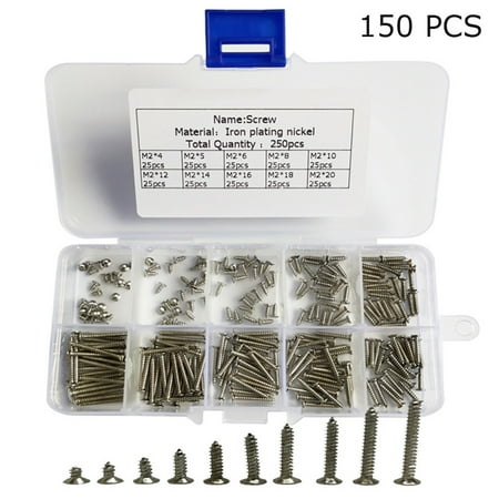 

Hi.FANCY 250Pcs/Box 10 Sizes M2 Iron Plating Countersunk Head Screws Set