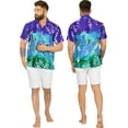 thumbnail image 4 of LA LEELA Men's Hawaiian Shirts Short Sleeve Button Down Shirt Men's Summer Shirts Casual Beach Holiday Hawaii Island Shirts for Men Funny XXL Decorative Floral, Multicoloured, 4 of 6