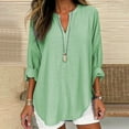 thumbnail image 3 of Long Sleeve Shirts for Women 2026 Spring Linen Lightweight Casual V Neck Oversized Blouse Office Work Tops, 3 of 6