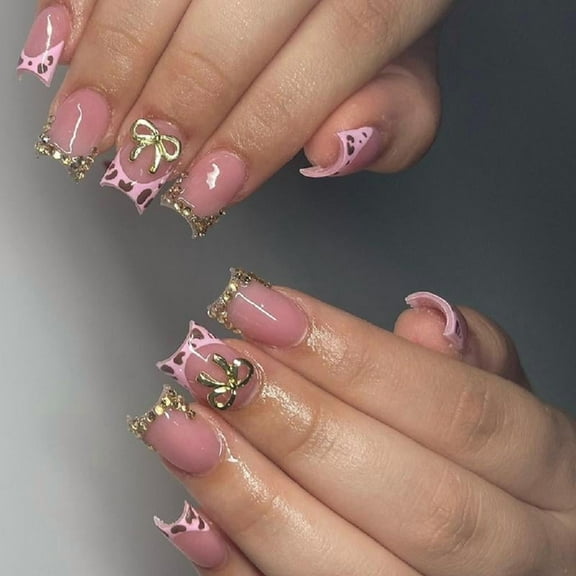 24Pcs Press On Nail Short Square False Nail Full Cover Stick on Nail Acrylic Artificial Nail For Parties And Everyday