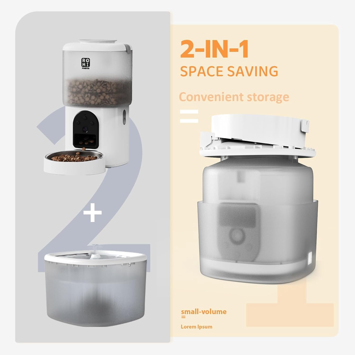 7L Automatic Cat Feeder with Camera and Water Fountain Dispenser 1080P HD Video WiFi Timed Auto Feeder for Multiple Cats Detachable Easy Clean White