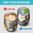 thumbnail image 4 of 12oz Stemless Wine Tumblers Pioneer Flower Vacuum Insulated Stainless Steel Travel Tumbler Cups Mug with Lid and Straw for Champaign,Cocktail,Beer with Cleaning Brush, 4 of 5