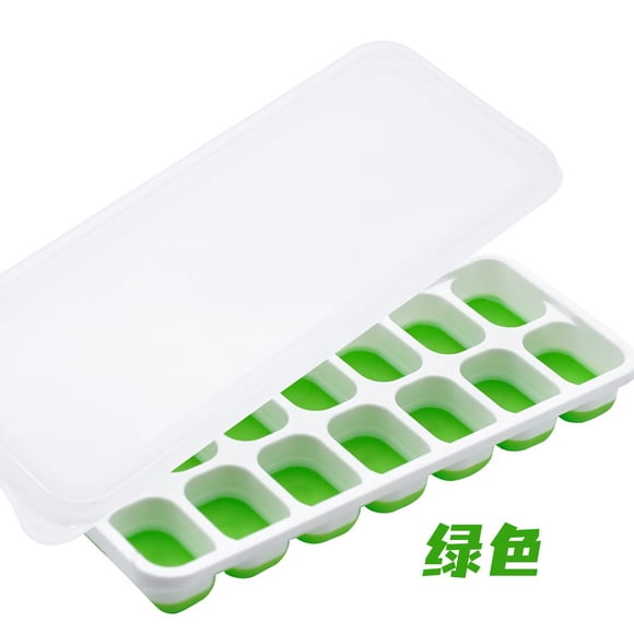 Bandeja de silicona for cubitos de hielo con 14 moldes cuadrados - Caja de hielo tipo empuje de fácil liberación