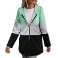 thumbnail image 6 of cocolona Womens Color Block Jackets Zip Up Hooded Long Sleeve Sweatshirts Casual Loose Plus Szie Fall Tops, 6 of 6