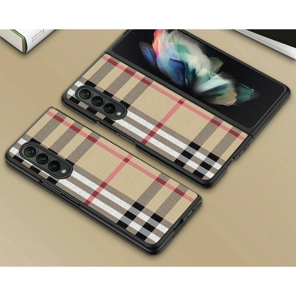For Samsung Galaxy Z FOLD3 5G Fashion Silm Grid Stripe Pattern Phone Case Cover
