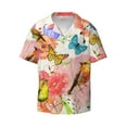 thumbnail image 4 of Uemuo Flowers And Birds Watercolor Pattern Cotton Linen Short Sleeve Shirts,Casual Lightweight Button Down Shirts,Vacation Beach Summer Tops-4X-Large, 4 of 7