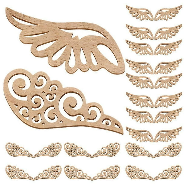 40pcs Unfinished Wood Wing Cutouts for Crafts, DIY Projects, Painting, Family Fun, and Creative Activities