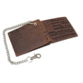 thumbnail image 4 of Distressed Vintage Leather Patriot American Flag Wallet -GOD BLESS AMERICA RFID Blocking Leather US Flag Men's Bifold Western Style Wallet Brown with Chain, 4 of 7