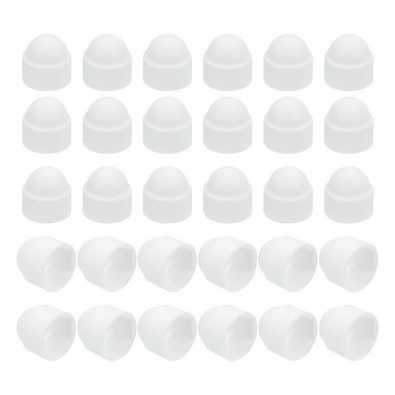 Uxcell Nut Protection Cap, 30Pcs M8x13x15mm - Plastic Hexagonal Screw Protection Cap, Dome Acorn Hex Head Bolt Covers (White)