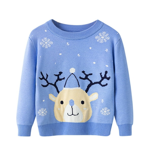 Cute Toddler Kids Baby Knitted Sweaters Coat Toddler Boys Girls Christmas Cartoon Sweater Long Sleeve Warm Knitted Pullover Knitwear Xmas Tops