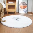 thumbnail image 2 of iLieber Faux Rabbit Soft Fluffy Fur 3ft White Area Round Rug,Washable Rugs Bedside Rug Plush Rug Nursery Rug for Living Room Bedroom Teen Room, 2 of 6