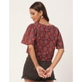 thumbnail image 3 of Moomaya Women's Printed Summer Top, V-Neck Button Down Short Sleeves Cotton Top, 3 of 8