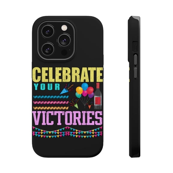 DistinctInk Tough Case for Apple iPhone 15 PRO (6.1" Screen), Compatible with MagSafe Charging - Celebrate Your Victories