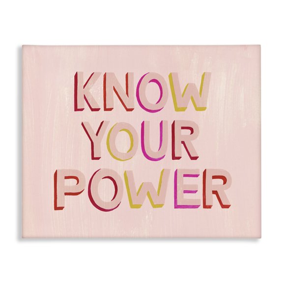 Stupell Industries Contemporary Know Your Power Pink Inspirational Canvas Art, 30 x 24, by Grace Popp