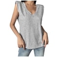 thumbnail image 2 of JINMGG Tank Tops for Women under $5,Ladies Fashion Solid Sleeveless V-neck T-Shirt with Shoulder Pad Loose Vest Gray S, 2 of 9