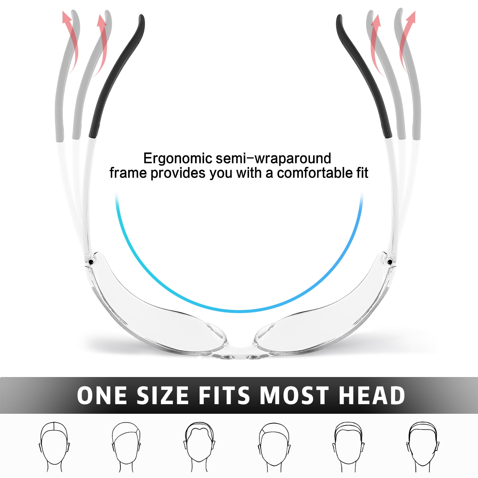 Salfboy 50 Packs Safety Glasses ANSI Z87.1 Safety Glasses Bulk with Scratch Resistant Glasses for Women Men Work Construction Science Lab Shooting