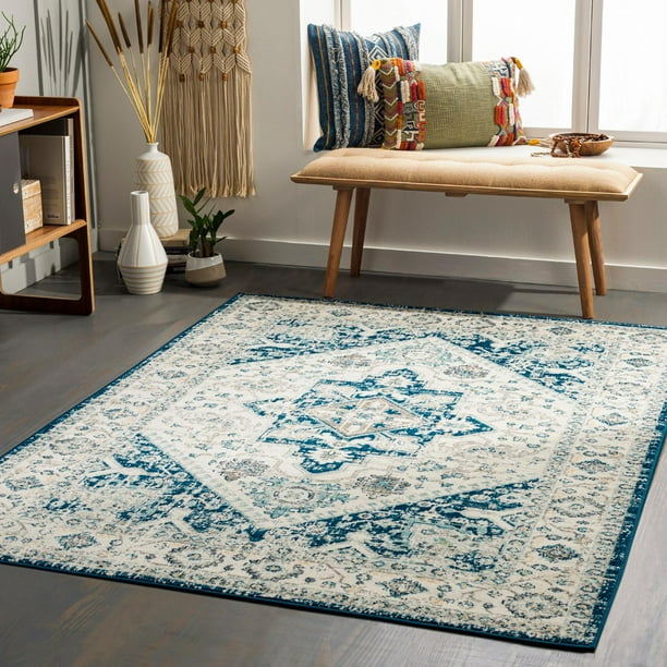 Mark&Day Outdoor Area Rugs, 6x9 Battle Ground Indoor/Outdoor Teal Area