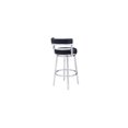 thumbnail image 4 of Suburban Soiree 30 Inch Padded Swivel Bar Stool Chair with Black Faux Leather Seat and Brushed Stainless Steel Frame 21 x 20 x 39 Inch, 4 of 9