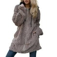 thumbnail image 3 of Shadoumai Winter Coat for Women Casual Loose Hooded Mid Long Fuzzy Fleece Jacket Full Zip Cozy Sherpa Outerwear, 3 of 5