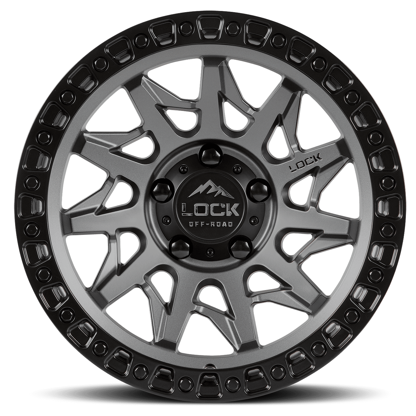 Lock Off-Road Lunatic Matte Grey with Matte Black Ring 9-17