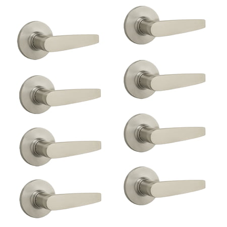 Door Pack Set - Kwikset Winston Hall or Closet Door 1/2 Dummy Lever Sets, Satin Nickel (4 Pack)