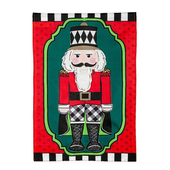 Patterned Nutcracker Garden Applique Flag