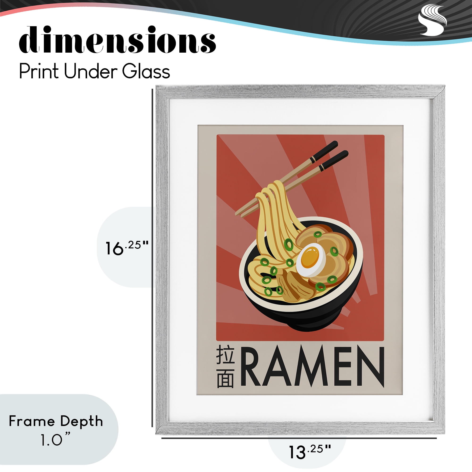Stupell Industries Iconic Ramen Poster Gray Framed Print Under Glass, design by Marcus Prime