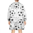 thumbnail image 2 of Gray Soccer Balls Pattern Wearable Oversized Blanket,Wearable Blanket Hoodie for Adults,Cozy Hooded Blankets with Super Pockets,Super Warm Fuzzy Pullover for Women & Men, 2 of 6