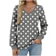 thumbnail image 2 of Heisall Womens Tops Long Sleeve V-Neck Loose Casual Tshirts Polka Dot Print Spring Autumn Fashion, 2 of 5