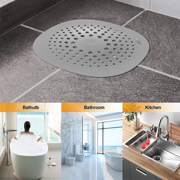 Strainers Silicone Shower Drain Stopper for Bathroom and Floor Drain,5.91*5.91 inch,Grey