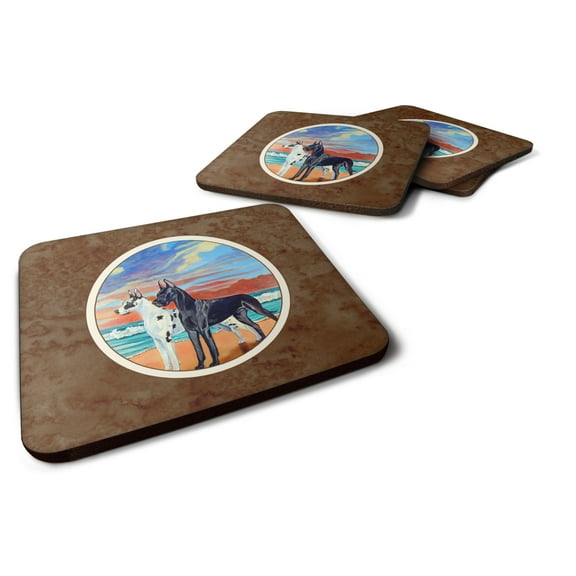 Carolines Treasures 7051FC At sunset Great Dane Harlequin and Black Foam Coaster Set of 4 3 1/2 x 3 1/2 multicolor