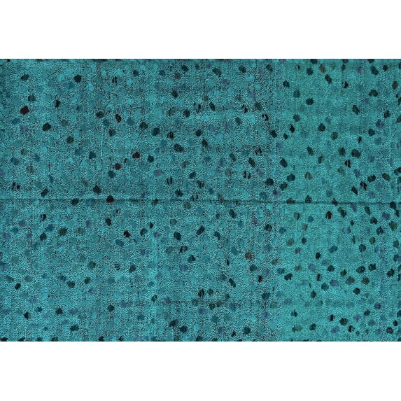 Ahgly Company Machine Washable Indoor Rectangle Abstract Turquoise Blue Modern Area Rugs, 2' x 4'